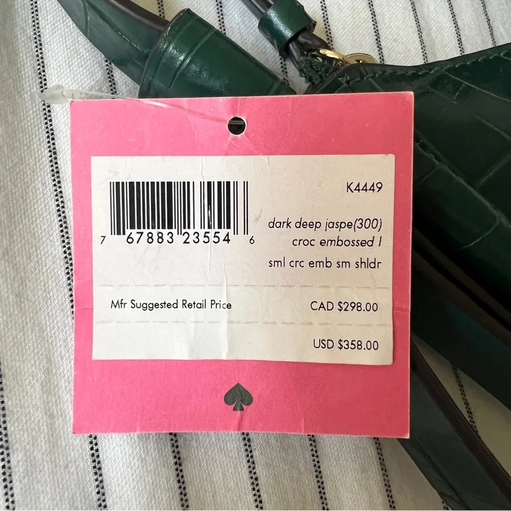 kate spade Dark Green Croc-Embossed Crescent Shoulder  bag NWT